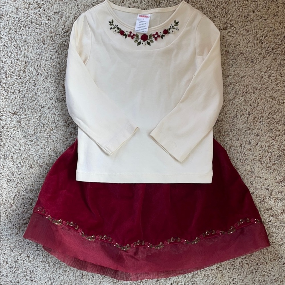Gymboree Holiday Velvet Skirt and embellished Top